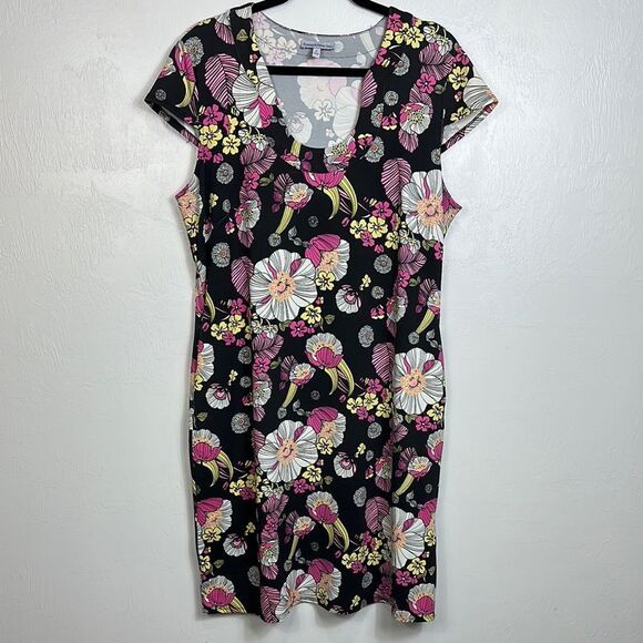 Sunsets & Sweet Tea Colorful Floral Print Anywhere Dress With Pockets Size XL - Picture 1 of 10